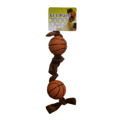 Plush Basketball Plush Tug Dog Toy - Brown Basketball Plush Tug Dog Toy by Li'l Pals