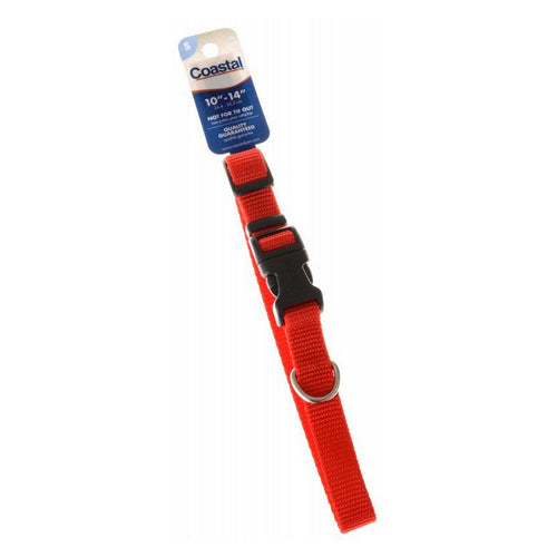 Nylon Adjustable Collar - Red 10"-14" Long x 5/8" Wide by Tuff Collar