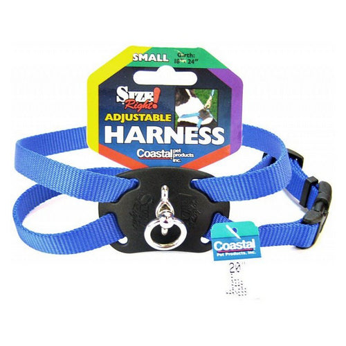 Size Right Nylon Adjustable Harness - Blue Small (Girth Size 18"-24") by Coastal Pet