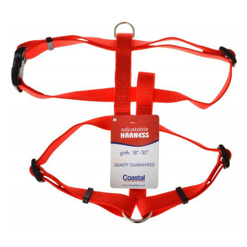 Nylon Adjustable Harness - Red Medium (Girth Size 18"-30") by Coastal Pet