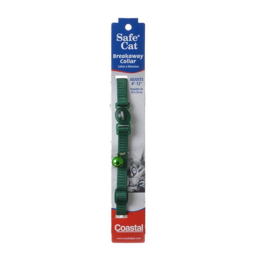 Safe Cat Nylon Adjustable Breakaway Collar - Hunter Green 8"-12" Neck by Coastal Pet