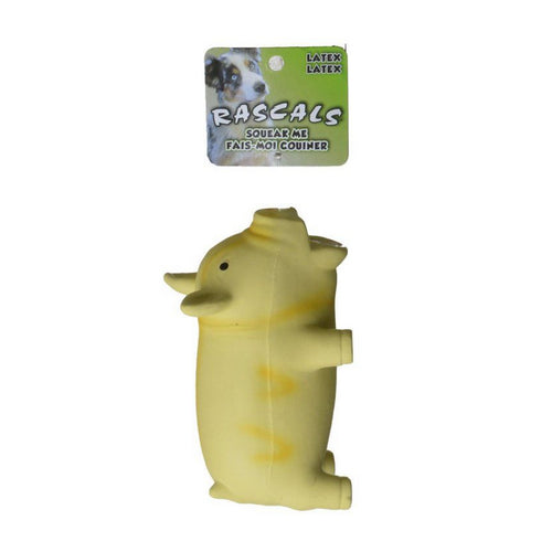 Rascals Latex Grunting Pig Dog Toy - Yellow 6.25" Long by Coastal Pet