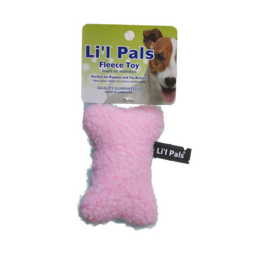 Fleece Bone Toy for Dogs & Puppies Plush Pink Dog Bone Toy by Li'l Pals