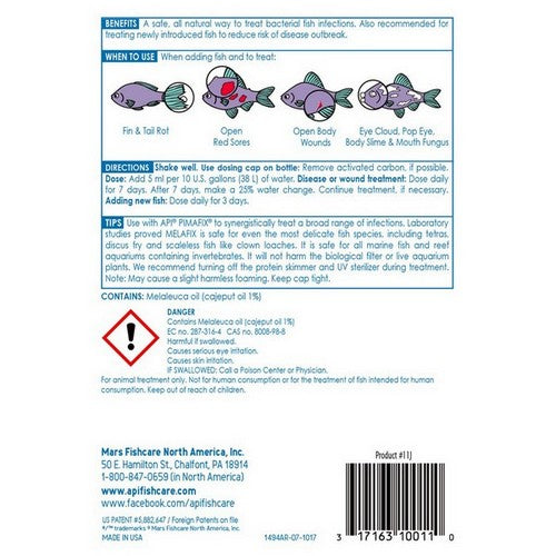 API, MelaFix Antibacterial Fish Remedy, 16 oz Bottle (Treats 948 Gallons)