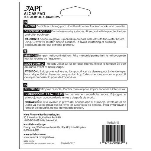 API, Doc Wellfish's Hand Held Algae Pad for Acrylic Aquariums, Algae Pad - Acrylic