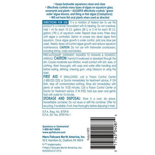 API, AlgaeFix for Freshwater Aquariums, 8 oz