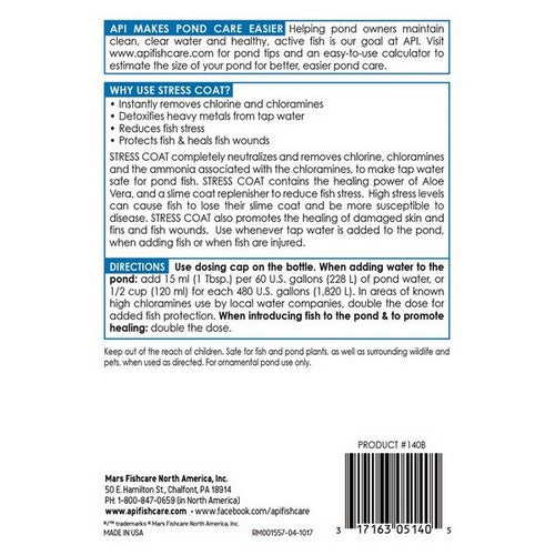 Pond Care, Stress Coat Plus Fish & Tap Water Conditioner for Ponds, 16 oz (Treats 1,920 Gallons)