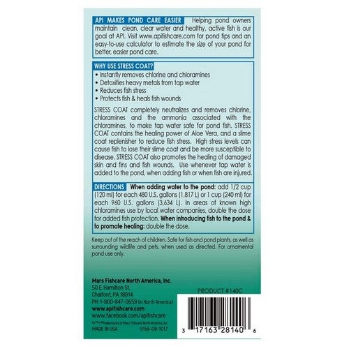 Pond Care, Stress Coat Plus Fish & Tap Water Conditioner for Ponds, 1 Gallon (Treats 15,360 Gallons)