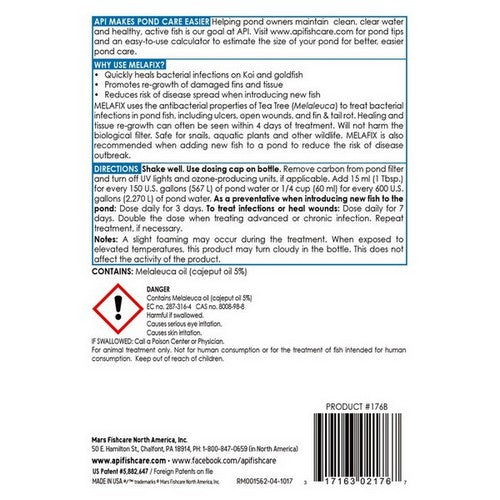 Pond Care, MelaFix Antibacterial Remedy for Koi & Goldfish, 16 oz (Treats 4,800 Gallons)