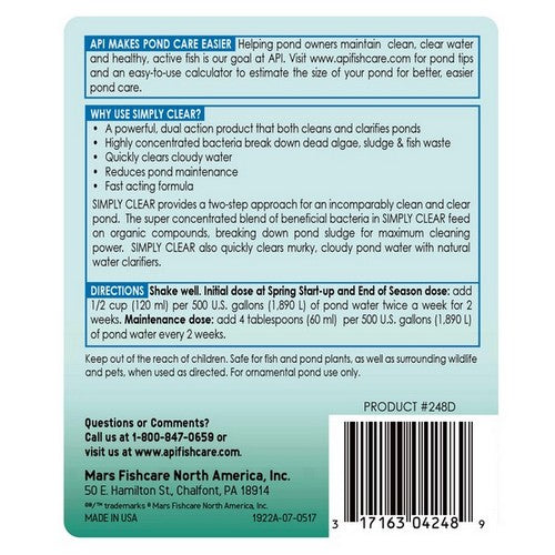 Simply-Clear Pond Clarifier 64 oz (Treats up to 16,000 Gallons) by Pond Care