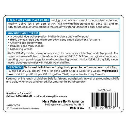 Pond Care, Simply-Clear Pond Clarifier, 32 oz (Treats 8,000 Gallons)