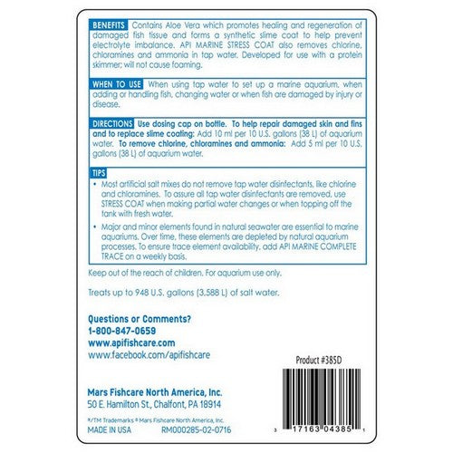 API, Stress Coat Marine Fish & Tap Water Conditioner, 16 oz (Treats 948 Gallons)