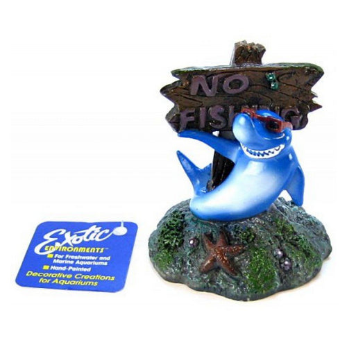 Cool Shark No Fishing Sign Ornament 3"L x 3"W x 3.5"H by Blue Ribbon Pet Products