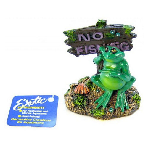 Pot Belly Frog No Fishing Sign Ornament 3"L x 3"W x 3.5"H by Blue Ribbon Pet Products