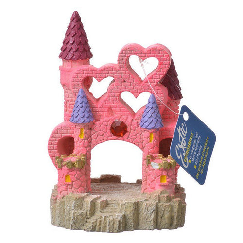 Exotic Environments Pink Heart Castle Aqiarum Ornament Large - (4.5"L x 4"W x 6.25"H) by Blue Ribbon Pet Products