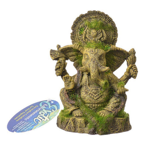 Exotic Environments Ganesha Statue with Moss Aquarium Ornament 4.75"L x 4"W x 6.25"H by Blue Ribbon Pet Products