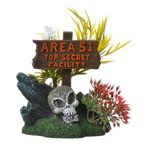 Exotic Environments Area 51 Top Secret Sign Aquarium Ornament 3"L x 4.25"W x 5.25"H by Blue Ribbon Pet Products