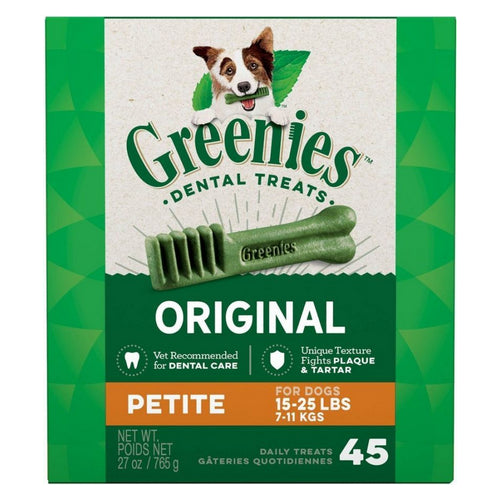 Greenies, Original Teenie Dental Dog Treats, Petite - 45 Treats - (Dogs 15-25 lbs)