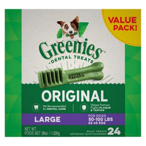 Greenies, Original Teenie Dental Dog Treats, Large - 24 Treats - (Dogs 50-100 lbs)