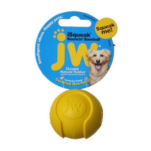iSqueak Bouncing Baseball Rubber Dog Toy Small - 2" Diameter by JW Pet