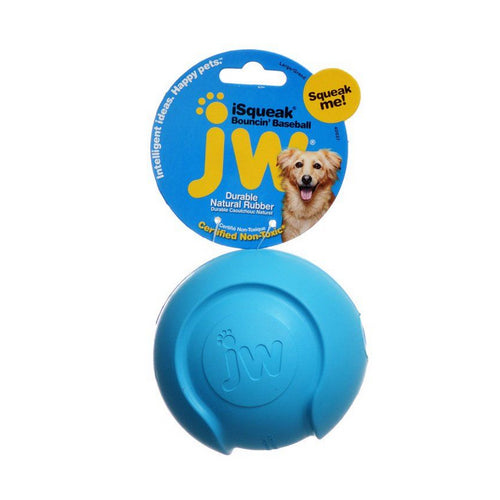 iSqueak Bouncing Baseball Rubber Dog Toy Large - 4" Diameter by JW Pet