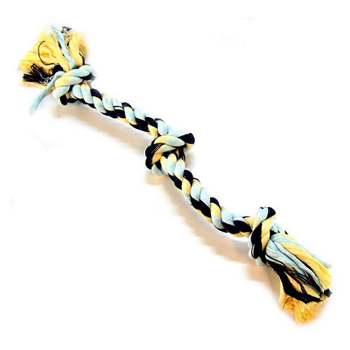 Flossy Chews Colored 3 Knot Tug Rope Medium - 20" Long by Mammoth Pet Products