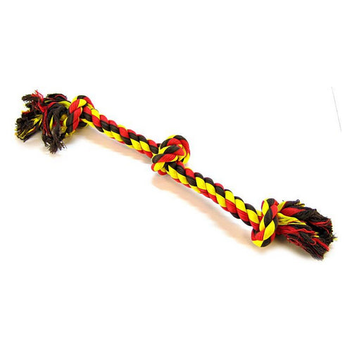 Flossy Chews Colored 3 Knot Tug Rope Large - 25" Long by Mammoth Pet Products
