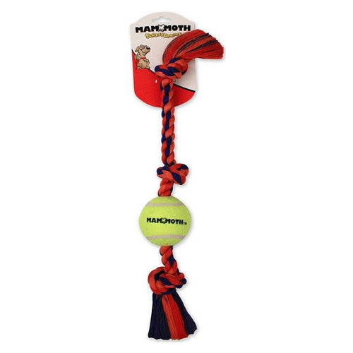 Mammoth Pet Products, 3 Knot Tug With 2 Mini Tennis Balls Dog Toy Multi-Color, 1 Count /12 Inches / Mini