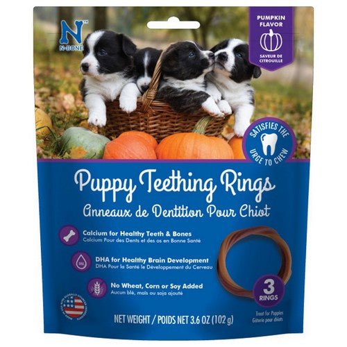 Puppy Teething Ring - Pumpkin Flavor Puppy Teething Ring - 3.5" Diameter (3 Pack) by N-Bone