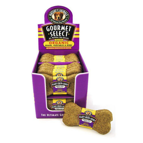 Natures Animals, Gourmet Select Organic Dog Bone - Grain & Honey Flavor, 4 Inch (Case Of 24)