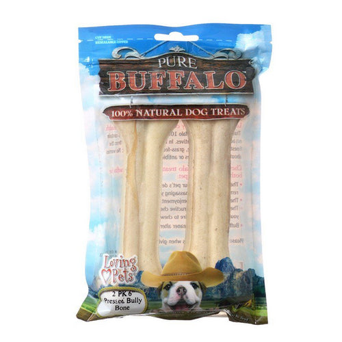 Pure Buffalo Dog Treats - Pressed Bully Bone 6" Bones (2 Pack) by Loving Pets