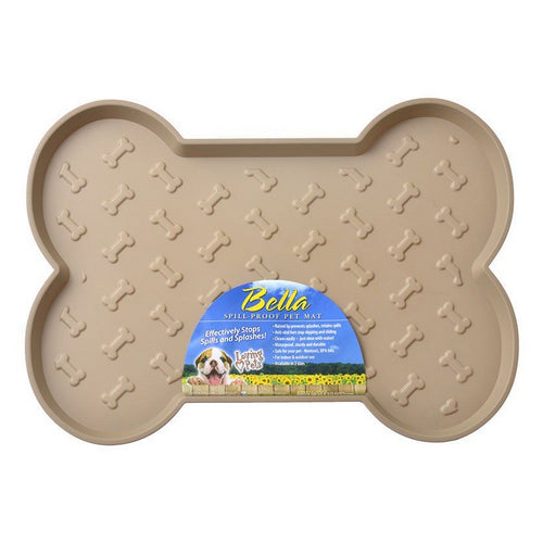 Bella Spill-Proof Dog Mat - Tan Small (18.25"L x 13.25"W) by Loving Pets