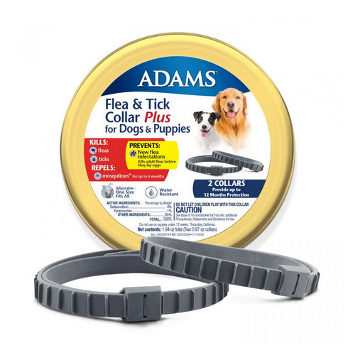 Flea & Tick Collar Plus for Dogs & Puppies 2 Count by Adams