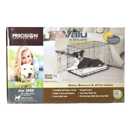 Pro Value by Great Crate - 1 Door Crate - Black Model 3000 (30"L x 19"W x 21"H) For Dogs up to 40 lbs by Precision Pet