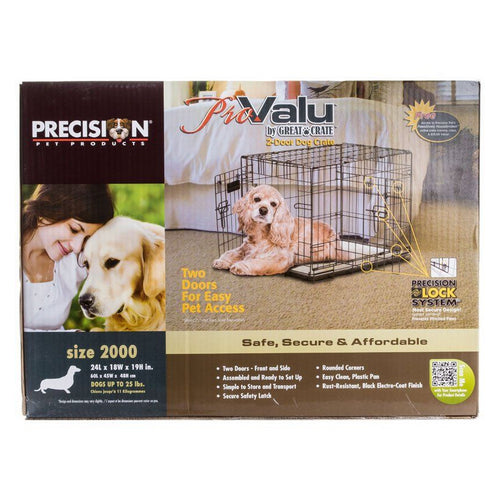 Pro Value by Great Crate - 2 Door Crate - Black Model 2000 (24"L x 18"W x 19"H) For Dogs up to 25 lbs by Precision Pet