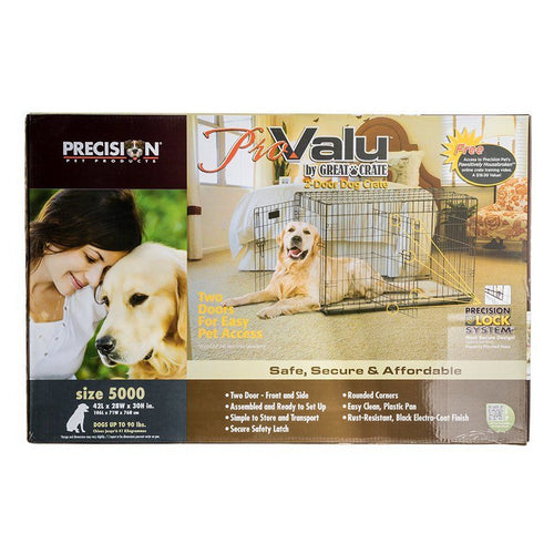Pro Value by Great Crate - 2 Door Crate - Black Model 5000 (42"L x 28"W x 30"H) For Dogs up to 90 lbs by Precision Pet