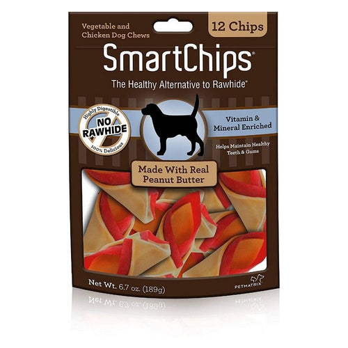 SmartChips - Peanut Flavored Dog Chews 3" Chips (12 Pack) by Smartbones