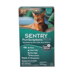 PurrScriptions Plus Flea & Tick Control for Cats & Kittens Cats Under 5 lbs - 3 Month Supply by Sentry