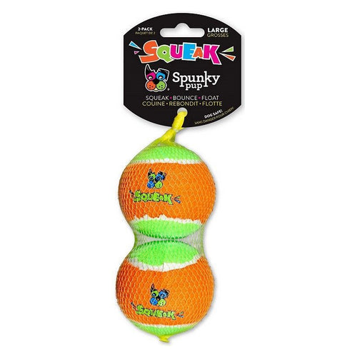 Squeak Tennis Balls Dog Toy Large - 2 count by Spunky Pup