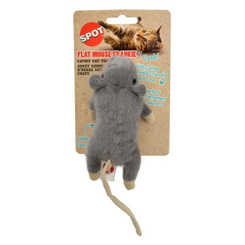 Flat Mouse Frankie Catnip Toy - Assorted Colors 1 Count (5.5" Long) by Spot
