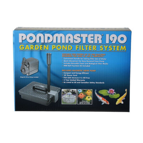 Pondmaster, Garden Pond Filter System Kit, Model 190 - 190 GPH (Up to 400 Gallons)