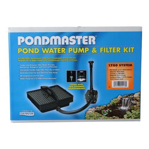 Pondmaster, Garden Pond Filter System Kit, Model 1700 - 700 GPH (Up to 1,400 Gallons)
