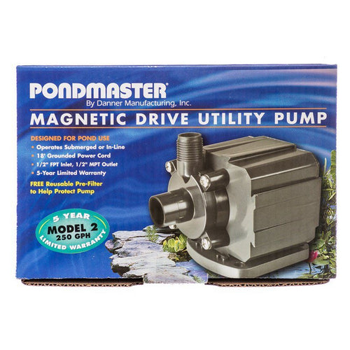 Danner, Pondmaster Pond-Mag Magnetic Drive Water Pump Black, Model 2 (250 GPH)