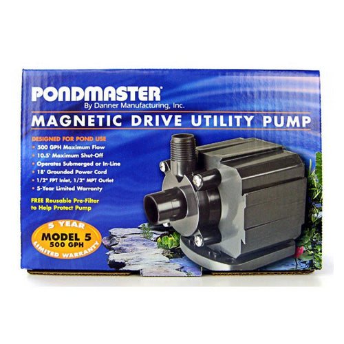 Danner, Pondmaster Pond-Mag Magnetic Drive Water Pump Black, Model 5 (500 GPH)