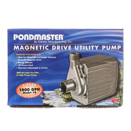 Danner, Pondmaster Pond-Mag Magnetic Drive Water Pump Black, Model 18 (1800 GPH)