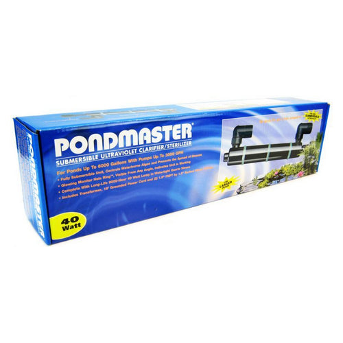 Submersible Ultraviolet Clarifier & Sterilizer 40 Watts - 2,400 GPH (6,000 Gallons - 1.5" Inlet/Outlet) by Pondmaster