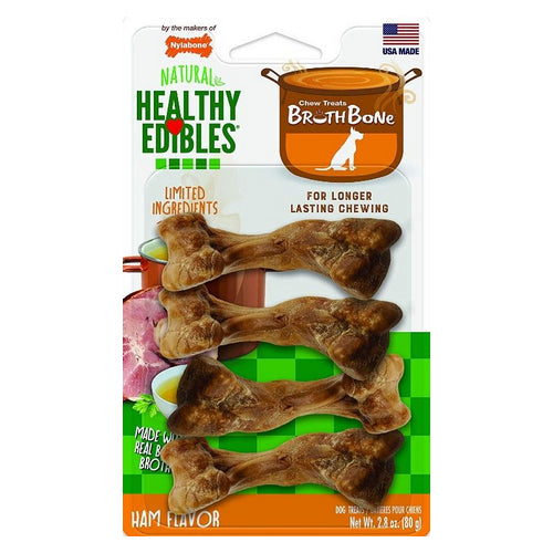 Healthy Edibles Broth Bone All Natural Dog Treats 2.8 Oz Small / Regular by Nylabone