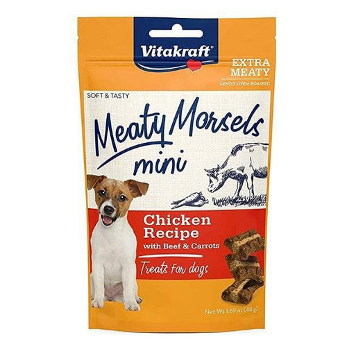 Meaty Morsels Mini Chicken Recipe with Beef and Carrots Dog Treat 1.69 oz by Vitakraft