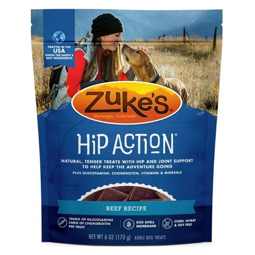 Hip Action Hip & Joint Supplement Dog Treat - Roasted Beef Recipe 6 oz by Zuke's