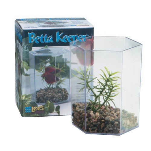 Betta Keeper Hex Aquarium Kit 24 oz (4.8"L x 3.8"W x 5.4"H) by Lee's